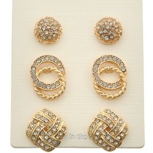 🆕🌸 Earring Set 3 piece Gold Stone